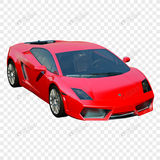 红色汽车3D建模模型图片