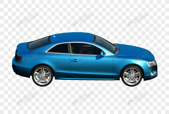 蓝色汽车3D建模模型图片