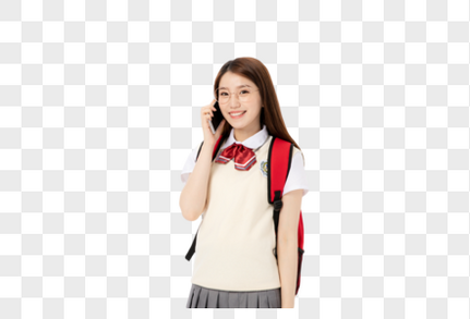 使用手机的女高中生免抠高清图片素材