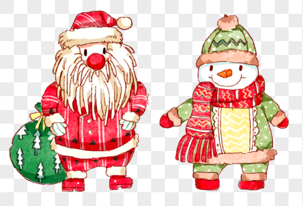 圣诞老人与雪人玩偶图片