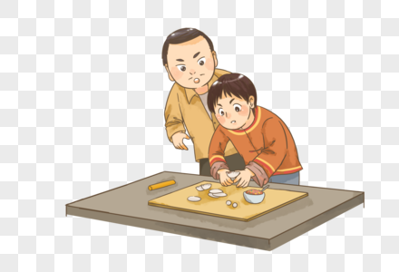 春节和家人学习包饺子图片