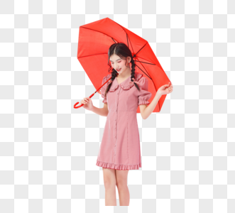 拿着雨伞的少女图片