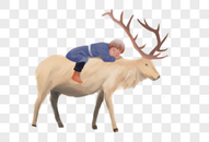 骑着鹿的男孩图片