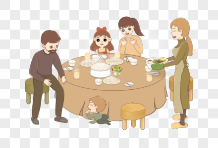 聚餐吃饭的一家人图片