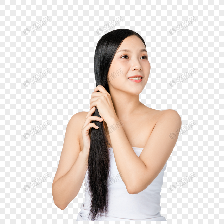 女性护发梳头图片