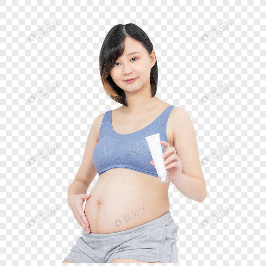 孕妇拿着乳霜图片