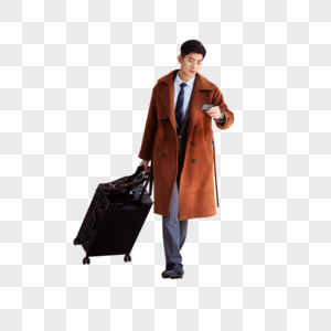 商务男性高铁出行行李箱高清图片素材