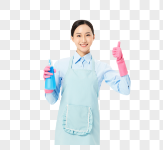 家政服务女性清理玻璃点赞图片素材
