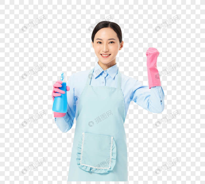 家政服务女性清理玻璃加油手势图片