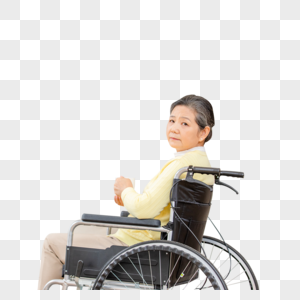 年迈老奶奶坐在轮椅上图片