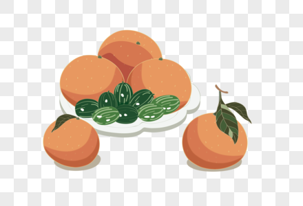 橘子果盘卡通元素图片
