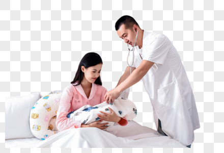 医生检查询问新生儿健康状况图片