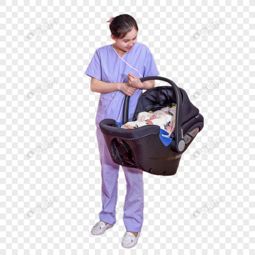 护士拎着装着孩子的篮子图片