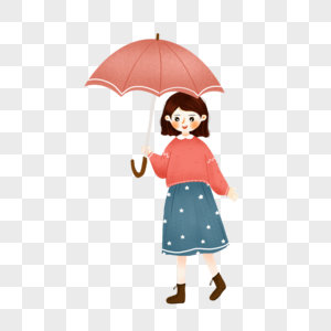 打伞的女孩春雨高清图片素材