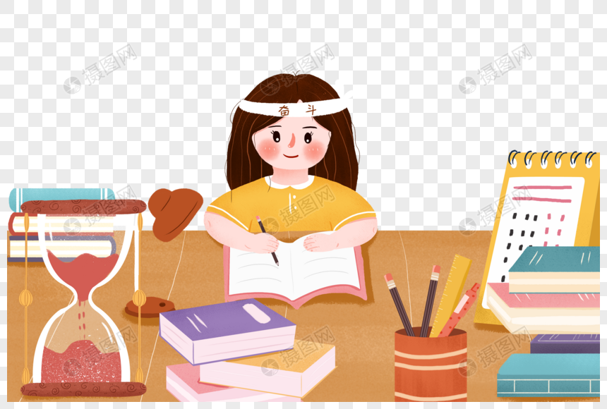 奋斗学习的女孩