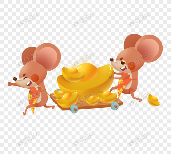 可爱老鼠运金元宝图片