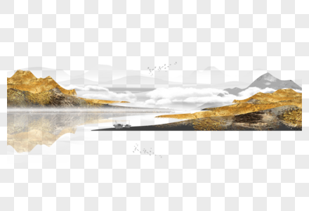 金色山水画图片