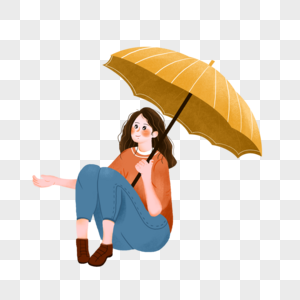 下雨打伞的女孩雨水高清图片素材