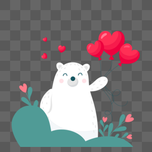 情人节动物拿着气球白熊高清图片