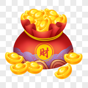 吉祥元宝钱袋图片素材