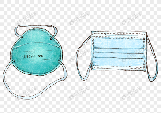 手绘N95与医用外科口罩图片