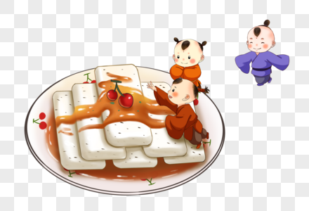 春节吃年糕的孩子图片