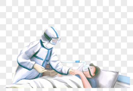 护士穿着防护服照顾肺炎病人图片