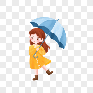 打伞的女孩春天高清图片素材