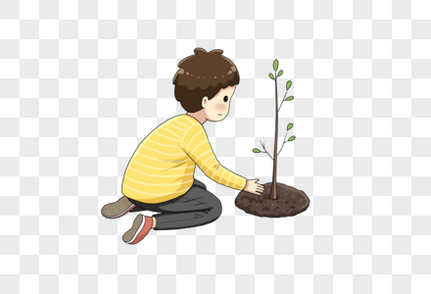 种树的小孩植树节高清图片素材