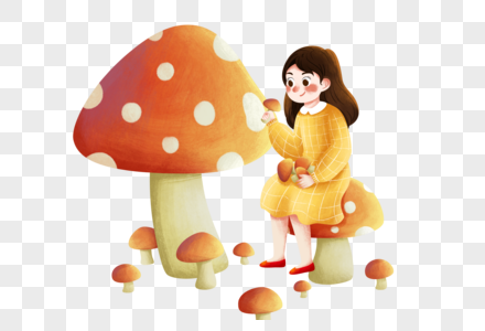 采蘑菇的女孩图片