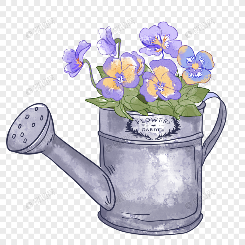 免抠元素 手绘/卡通元素 植树节浇水壶手绘.