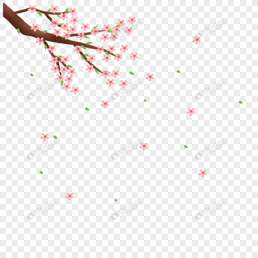 桃花树花瓣飘落图片