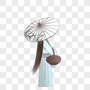 打伞的少女背影图片