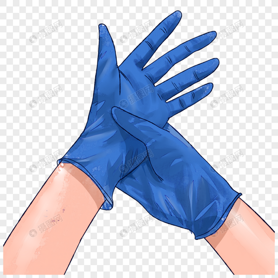 医用蓝色防护手套图片