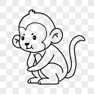 小猴子简笔画线稿图片