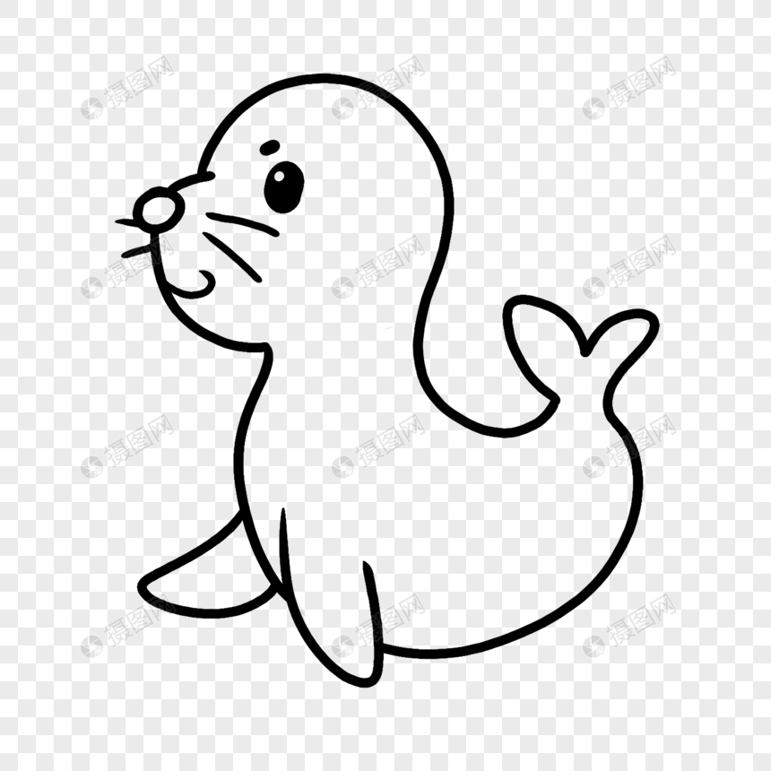 海豹简笔画线稿