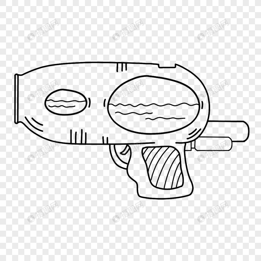 玩具水枪简笔画线稿