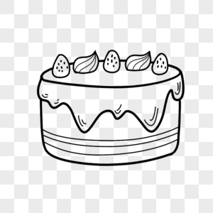 生日蛋糕简笔画线稿黑白高清图片素材