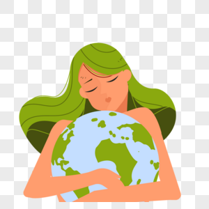 地球日女孩抱着地球图片