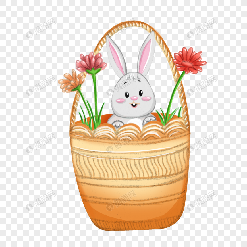 花篮里的小兔子图片