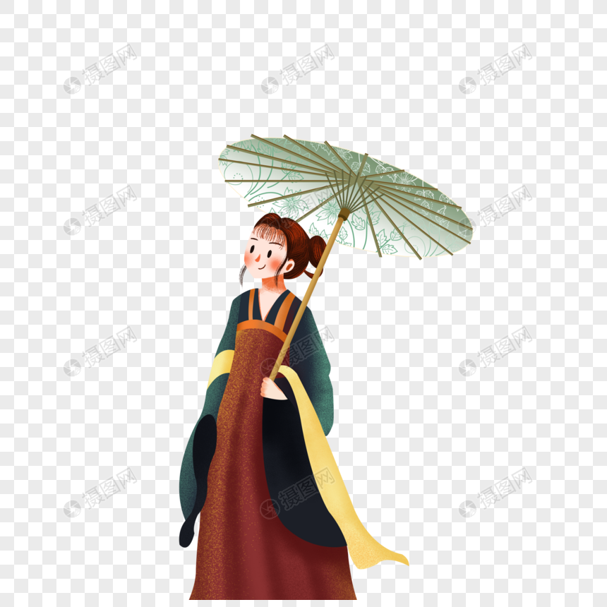 撑着油纸伞的女孩