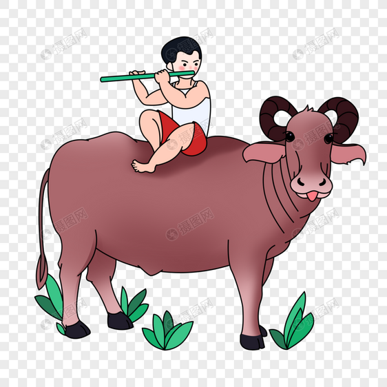 牛背上的小牧童图片