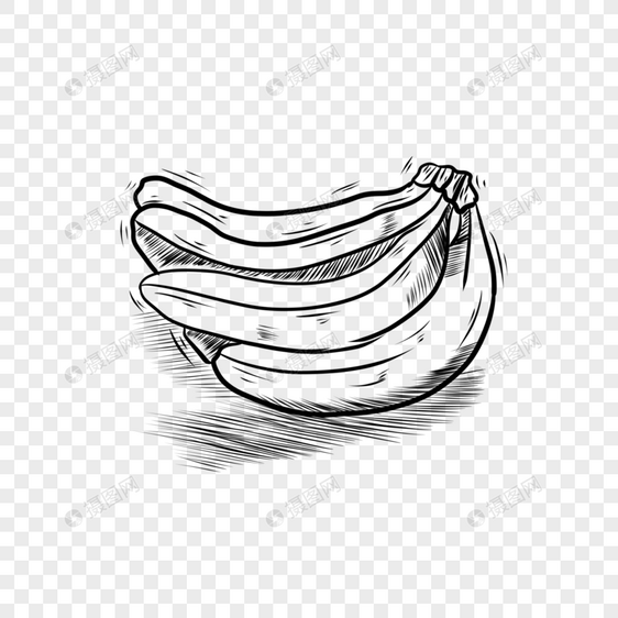 食物水果黑白线条香蕉图片