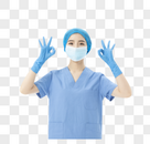 女性医生口罩手术服ok手势图片