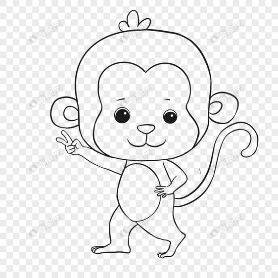 猴子简笔画线稿图片