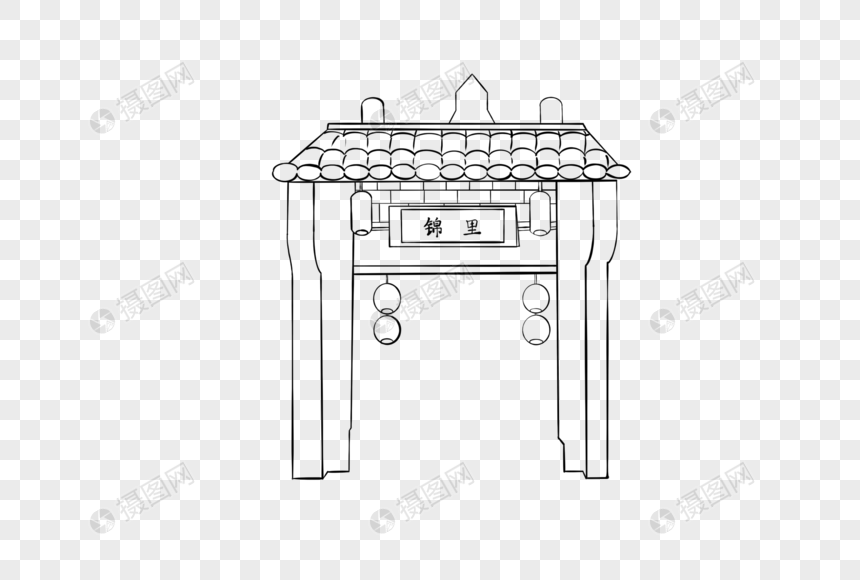 成都锦里建筑简笔画