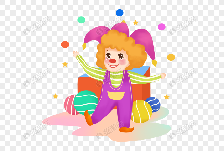 免抠元素 手绘/卡通元素 抛球的小丑.psd