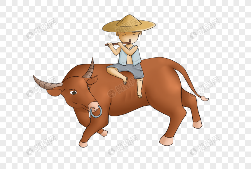 清明节牧童与牛