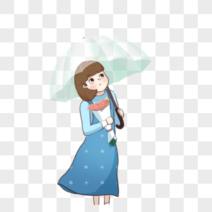 清明节打伞的的女孩图片