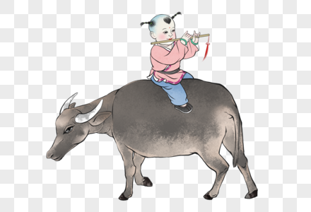 清明节放牛的牧童图片